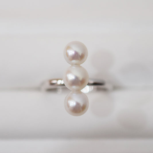 Hanadama rank 6mm - 6.5mm White pink Ring Akoya Pearl From Japan SV925 Silver reenspearl Sea Real akoyapearl