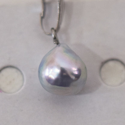Actual product 9.5mm pendant Necklace Natural color Seawater Real akoya Pearl Baroque Surgical Stainless Steel Japan reenspearl