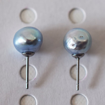 Limited to actual item Natural color akoya Baroque pearl 9.5mm - 10mm Surgical Stainless Steel Seawater Akoya Pearl Stud Earrings Japan