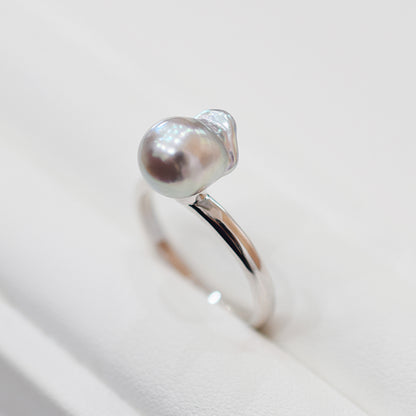 ［You can choose the pearl］Akoya Baroque pearl 8mm - 9mm Natural color Ring Sea Real akoya pearl From Japan 1pc pearl SV925 Silver reenspearl akoyapearl ring