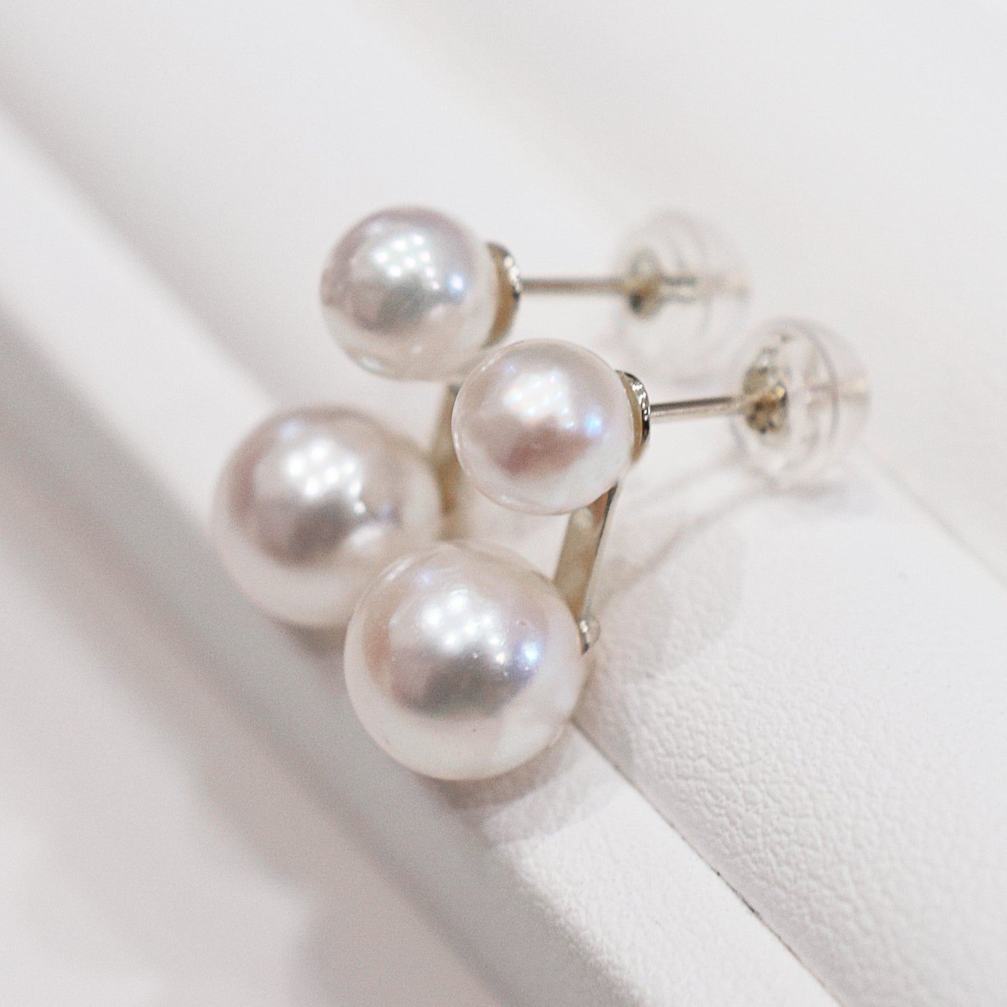 【K18YG / K14WG】Hanadama rank White pink 5.5mm - 6mm × 7.5mm - 8mm Sea Real Akoya Pearl Earring Japan pair Japanese reens gift jewelry Beautiful あこや 真珠