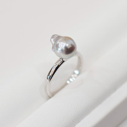 ［You can choose the pearl］Akoya Baroque pearl 8mm - 9mm Natural color Ring Sea Real akoya pearl From Japan 1pc pearl SV925 Silver reenspearl akoyapearl ring
