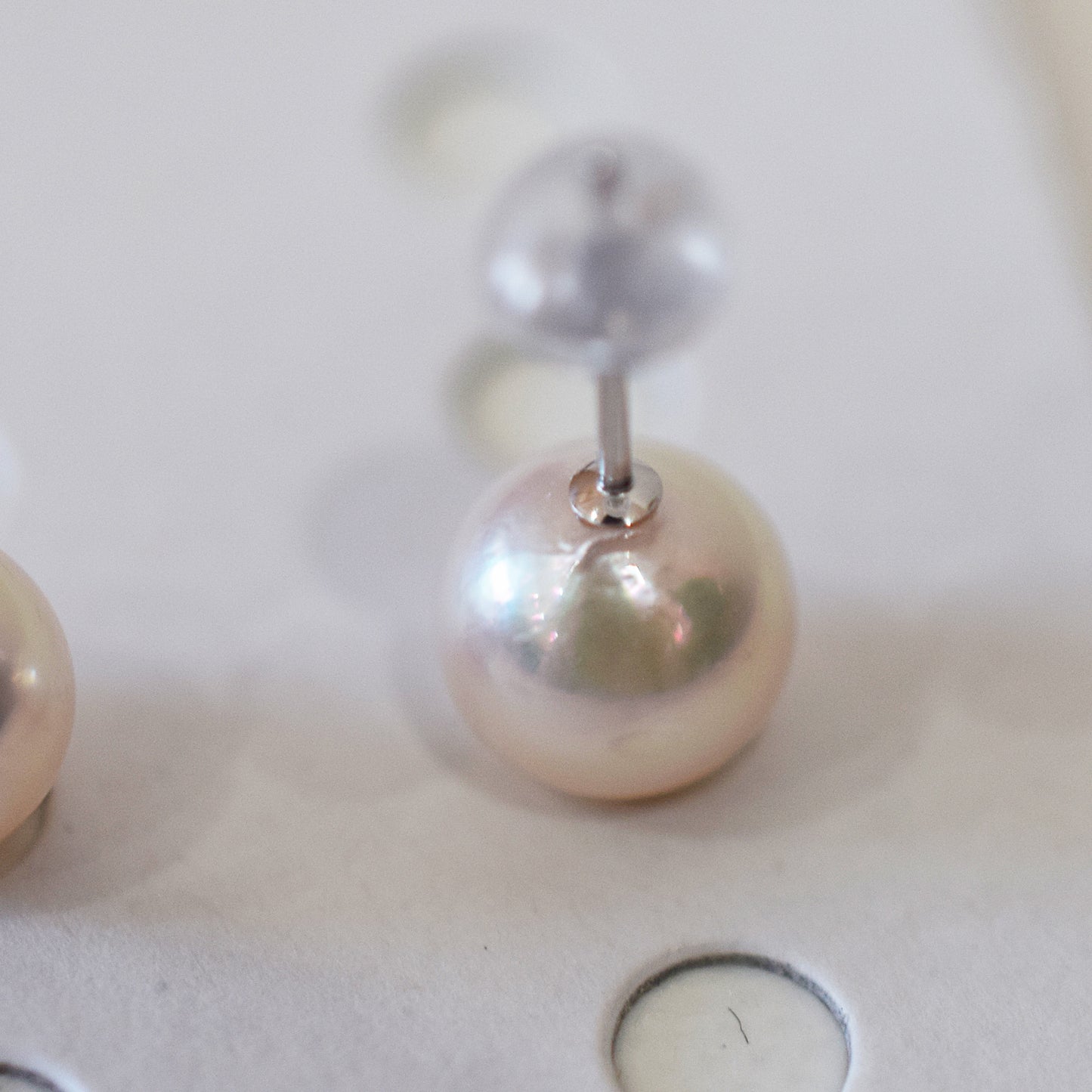 Actual product Whitepink 7.5mm - 8mm Seawater Akoya Pearl Stud Earring K14WG From Japan Japanese Seawater reenspearl