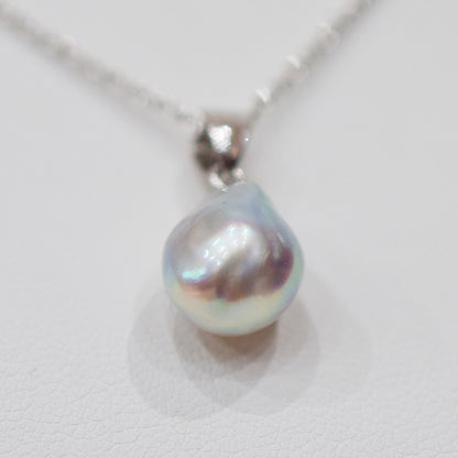 <SALE> Limited to actual item Pendant top Necklace Natural color Baroque 10.3mm Real Akoya Pearl Japan 17.7inch Japanese