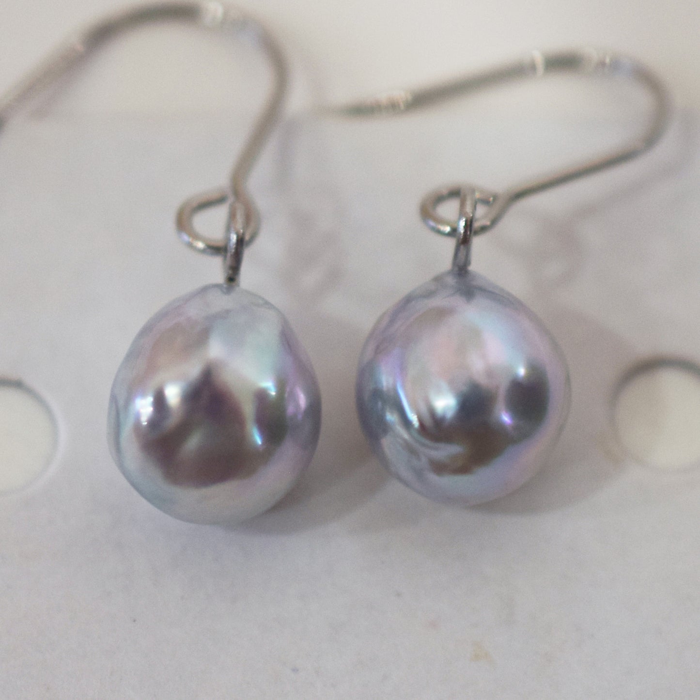 Actual product Natural color akoya Baroque pearl 9mm - 9.5mm Surgical Stainless Steel Seawater Akoya Pearl Hook Earrings Japan