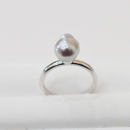 ［You can choose the pearl］Akoya Baroque pearl 8mm - 9mm Natural color Ring Sea Real akoya pearl From Japan 1pc pearl SV925 Silver reenspearl akoyapearl ring