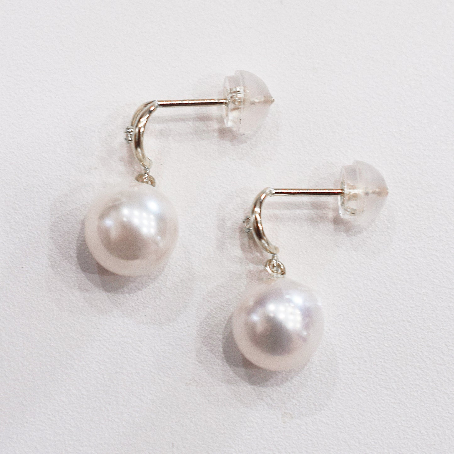 【K18YG / K14WG】Hanadama rank Whitepink 7.5mm - 8.5mm Earring Diamond 0.01ct Seawater Real Akoya Pearl Japan anniversary 18K Japanese Wedding あこや 真珠 日本