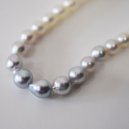 Actual product 6mm - 7.5mm Natural color Baroque Akoya Pearl Bracelet 7.08inch Japan AkoyaPearl SV925 Wedding Japanese Seawater