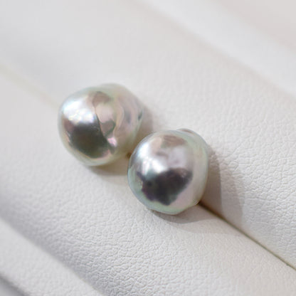 <SALE> Limited to actual item Natural color akoya Baroque pearl 8mm - 9mm 14KGF Gold Filled Akoya Pearl Stud Earrings Japan Japanese Seawater reenspearl