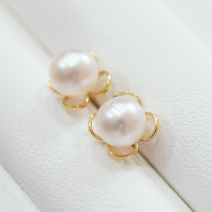 【K18YG / K14WG】Hanadama rank 6mm - 6.5mm Seawater Akoya Pearl White Pink Stud Earring Japan anniversary Japanese Seawater birthday 真珠 あこや 花珠級