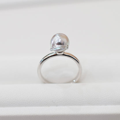 ［You can choose the pearl］Akoya Baroque pearl 8mm - 9mm Natural color Ring Sea Real akoya pearl From Japan 1pc pearl SV925 Silver reenspearl akoyapearl ring