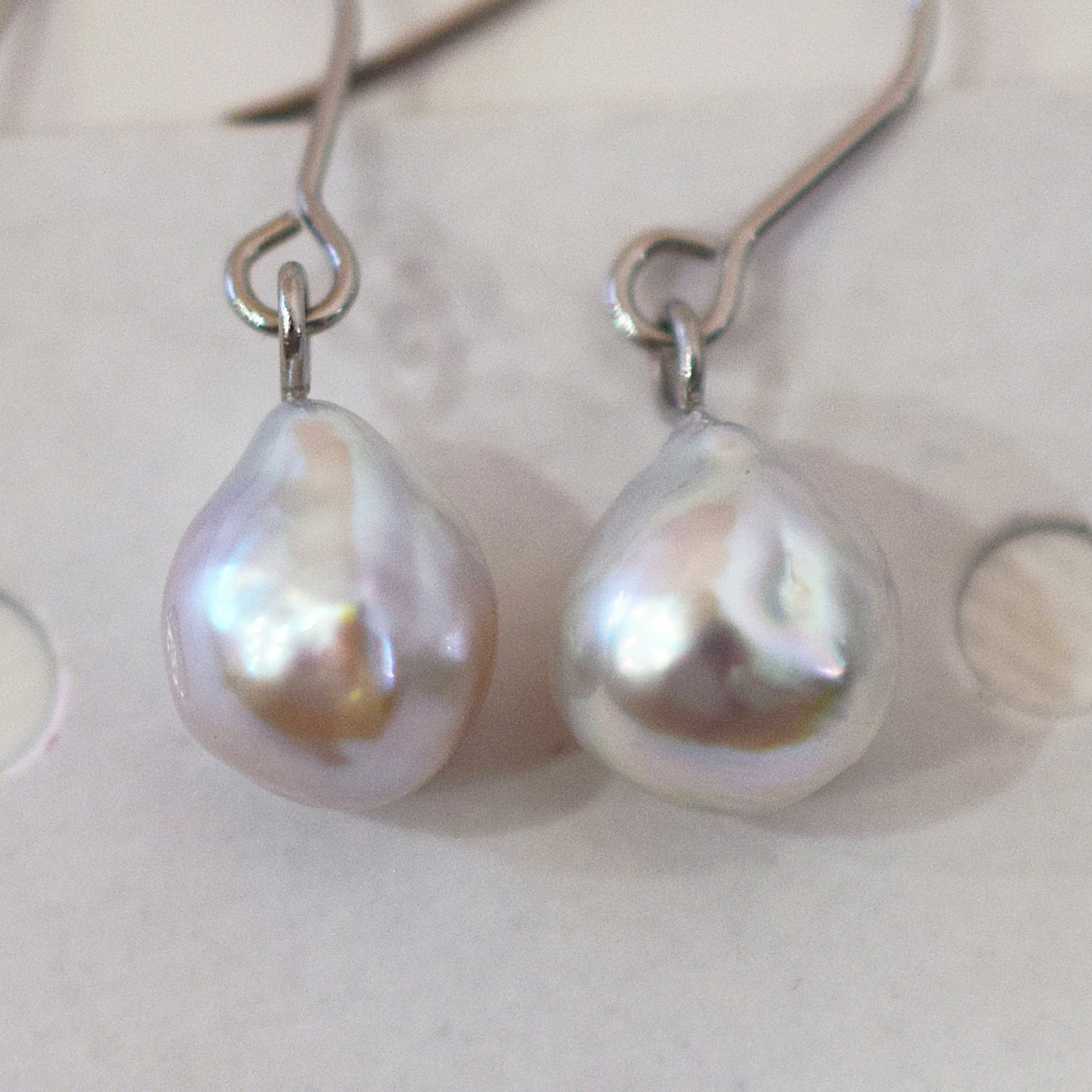 Actual product Natural color akoya Baroque pearl 10mm - 10.5mm Surgical Stainless Steel Seawater Akoya Pearl Hook Earrings Japan