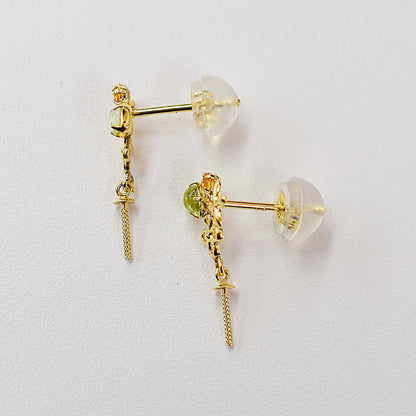 Only metal fittings K18YG stud earring Metal fitting Semi-precious stone Recommended for pearls under 7mm