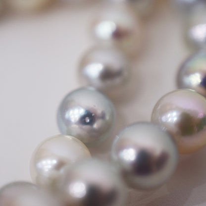 Limited to actual item Necklace Natural multi color 9mm - 9.7mm Real Akoya Pearl From Japan 16.7inch 42.5cm starand choker reenspearl