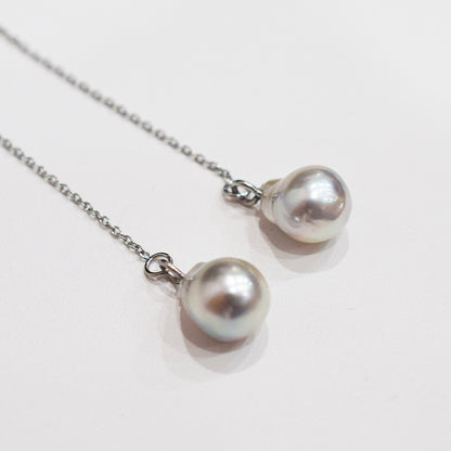 <SALE> Limited to actual item Natural color akoya Baroque pearl 8mm - 9mm Akoya Pearl American Earrings Stainless Japan Seawater reenspearl