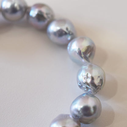 Actual product 9mm - 10mm Natural color Baroque Akoya Pearl Bracelet 7.87inch Japan AkoyaPearl SV925 Wedding Japanese Seawater