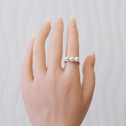 Actual product Rare White pink 6mm - 6.5mm Ring Sea Real Akoya Pearl From Japan SV925 Silver reenspearl akoyapearl