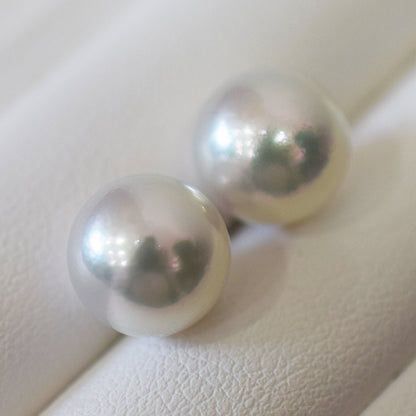 Actual product Whitepink 9mm - 9.5mm Seawater Akoya Pearl Stud Earring K14WG From Japan Japanese Seawater reenspearl
