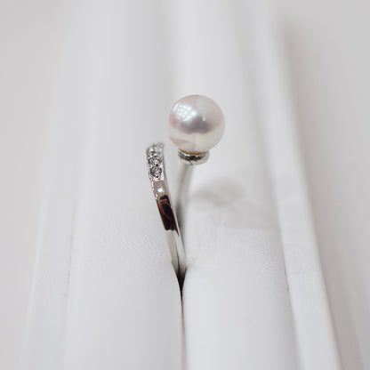 Actual product Rare White pink 8mm - 8.5mm Ring Sea Real Akoya Pearl From Japan SV925 Silver reenspearl akoyapearl
