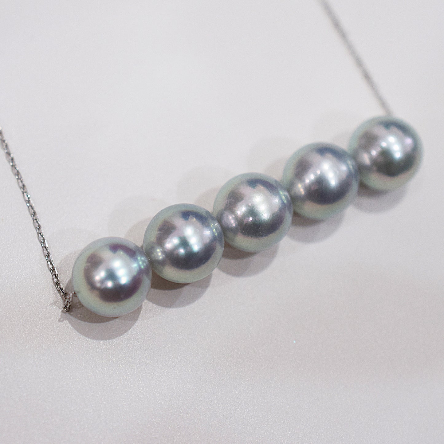 <SALE> Limited to actual item Rare Natural color blue 8.5mm - 9mm akoya pearl necklace 18K Real Japan reenspearl Japanese Seawater