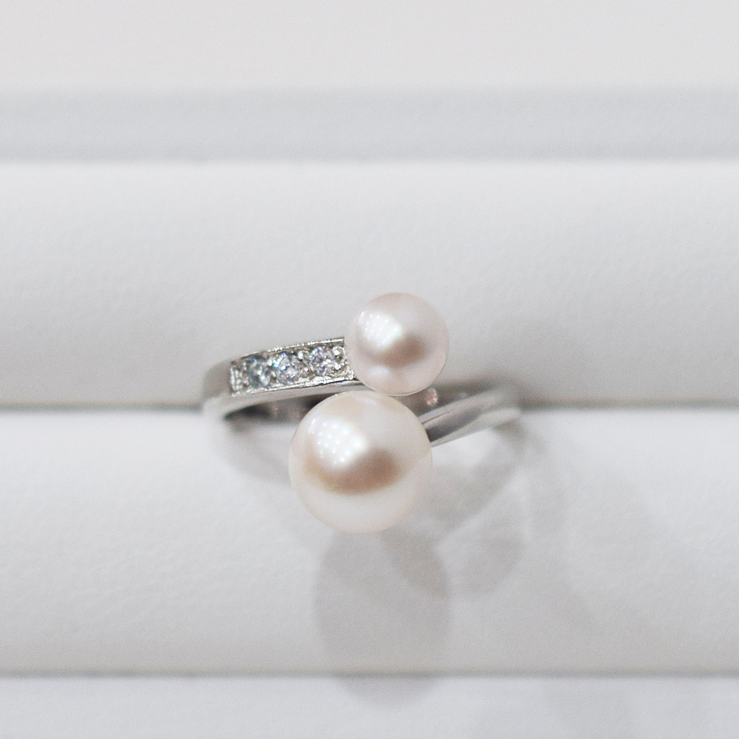 Actual product Rare White pink 7.5mm × 5.5mm Ring Sea Real Akoya Pearl From Japan SV925 Silver reenspearl akoyapearl