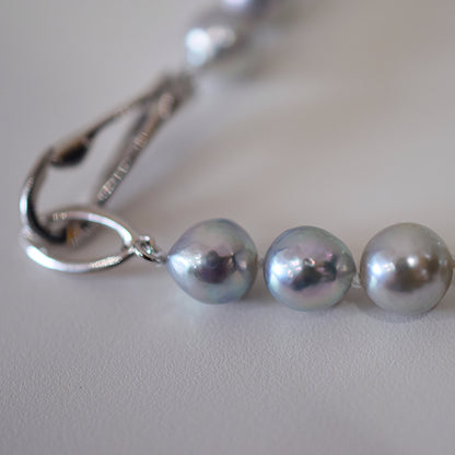 Limited to actual item 8mm - 9mm Natural color Baroque Akoya Pearl Bracelet 7.48inch Japan AkoyaPearl SV925 Wedding Japanese Seawater