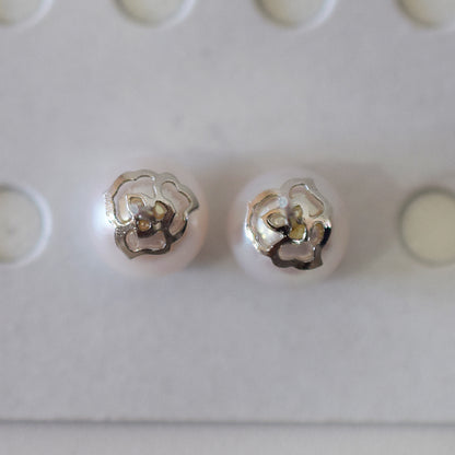 Actual product Whitepink 8mm - 8.5mm Seawater Akoya Pearl Stud Earring K14WG From Japan Japanese Seawater reenspearl