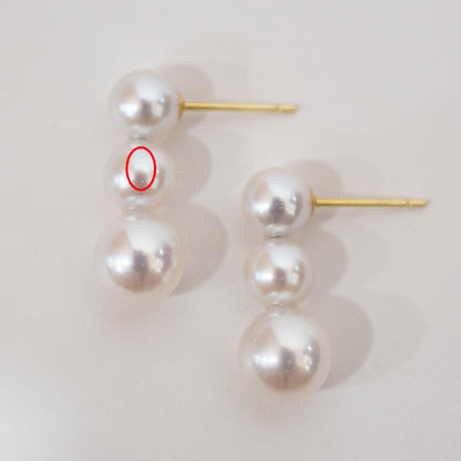 <SALE> Limited to actual item Whitepink 6mm - 6.5mm × 7.5mm - 8mm akoya pearl Earring K18YG Japan 1pair akoyapearl Seawater reenspearl