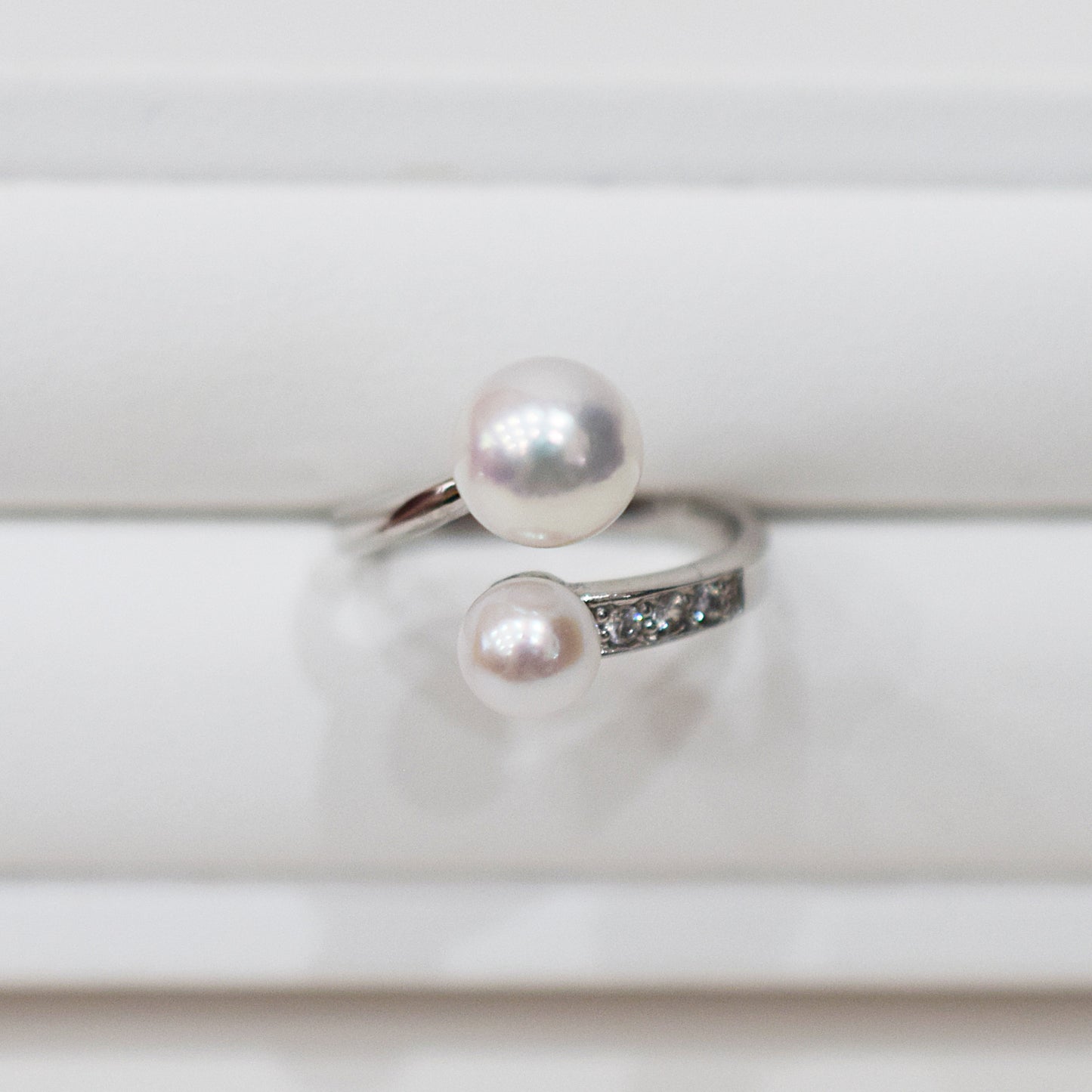 Actual product Rare White pink 7.5mm × 5.5mm Ring Sea Real Akoya Pearl From Japan SV925 Silver reenspearl akoyapearl