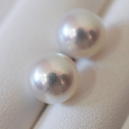 Actual product Whitepink 9mm - 9.5mm Seawater Akoya Pearl Stud Earring K14WG From Japan Japanese Seawater reenspearl