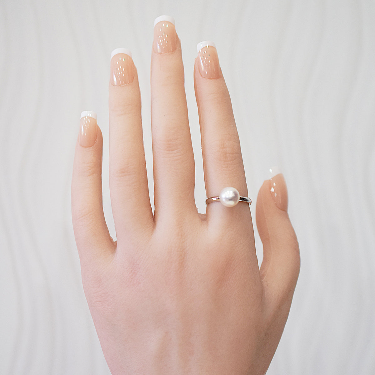 Hanadama rank 7.5mm - 8.5mm White pink Ring Sea Real Akoya Pearl From Japan 1pc pearl SV925 Silver reenspearl akoyapearl ring