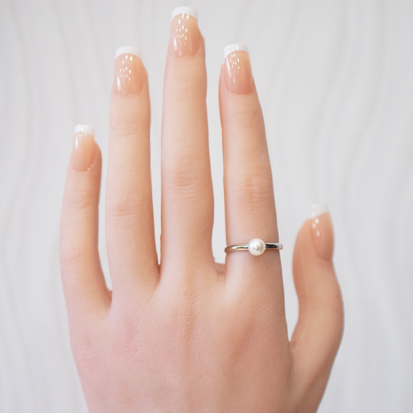 Hanadama rank 5.5mm - 6mm White pink Ring Sea Real Akoya Pearl From Japan 1pc pearl SV925 Silver reenspearl akoyapearl ring