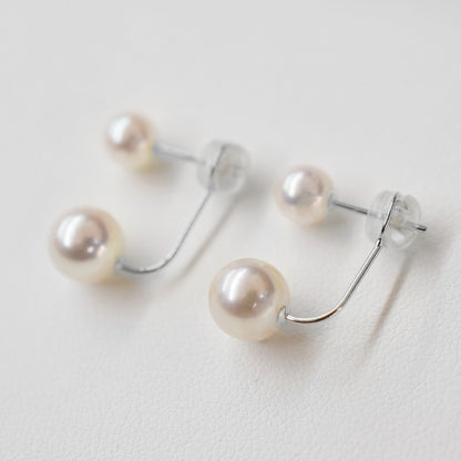 【K18YG / K14WG】Hanadama rank Rare White pink 5.5mm × 7.5mm Real Akoya Pearl Earring Japan Akoyapearl Japanese Wedding anniversary gift birthday