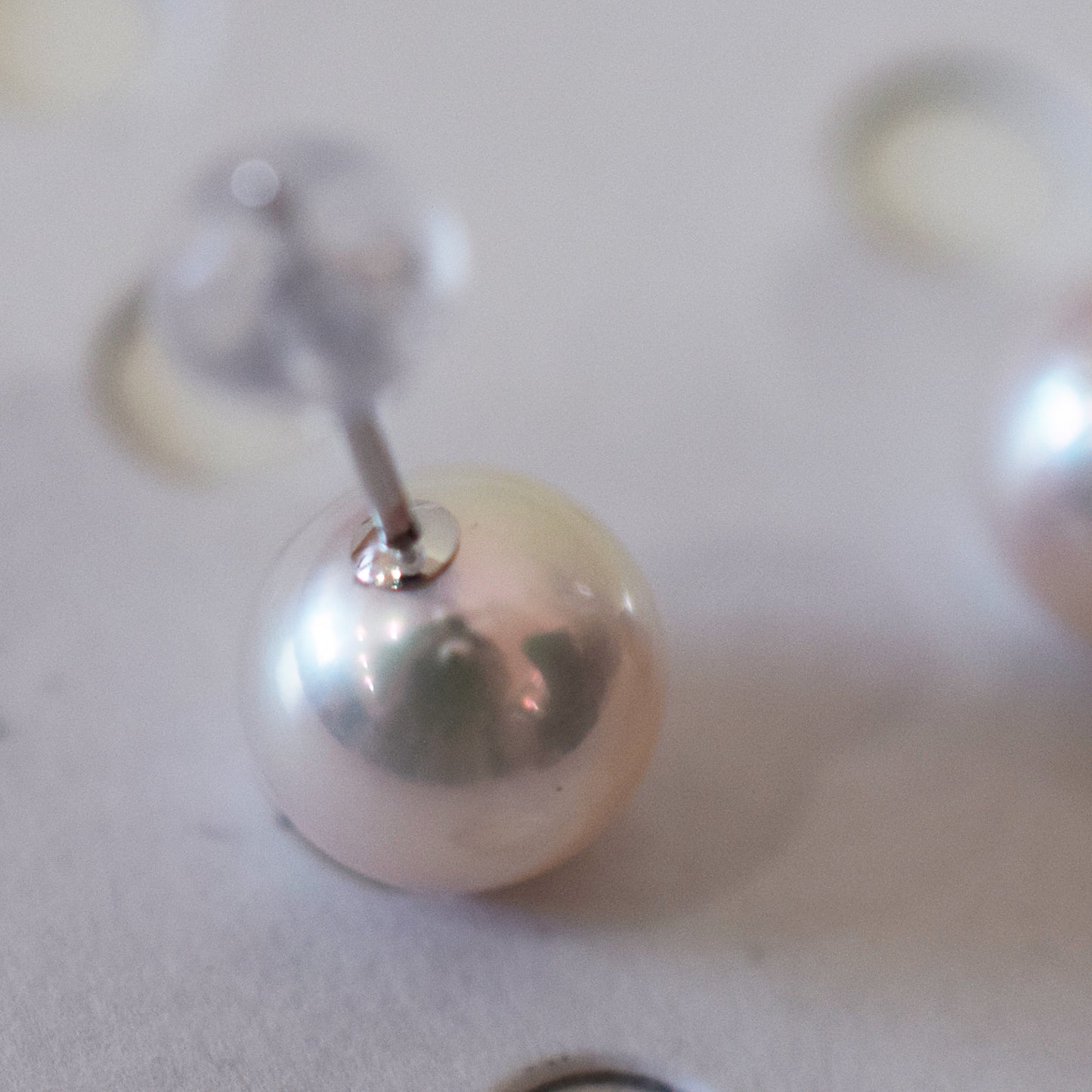 Actual product Whitepink 7.5mm - 8mm Seawater Akoya Pearl Stud Earring K14WG From Japan Japanese Seawater reenspearl