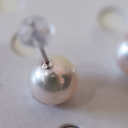 Actual product Whitepink 7.5mm - 8mm Seawater Akoya Pearl Stud Earring K14WG From Japan Japanese Seawater reenspearl