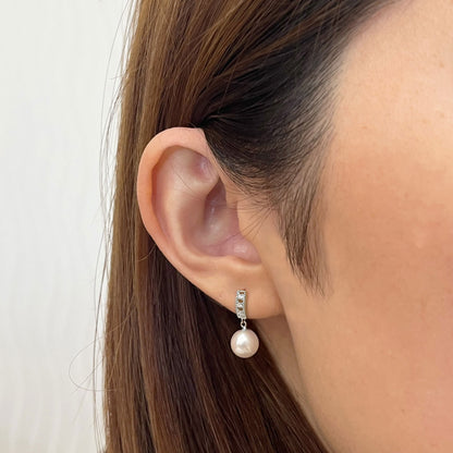 Hanadama rank Whitepink 7.5mm - 8.5mm Earring Diamond 0.03ct Seawater Real Akoya Pearl Japan anniversary K14WG Japanese Wedding あこや 真珠 珍珠