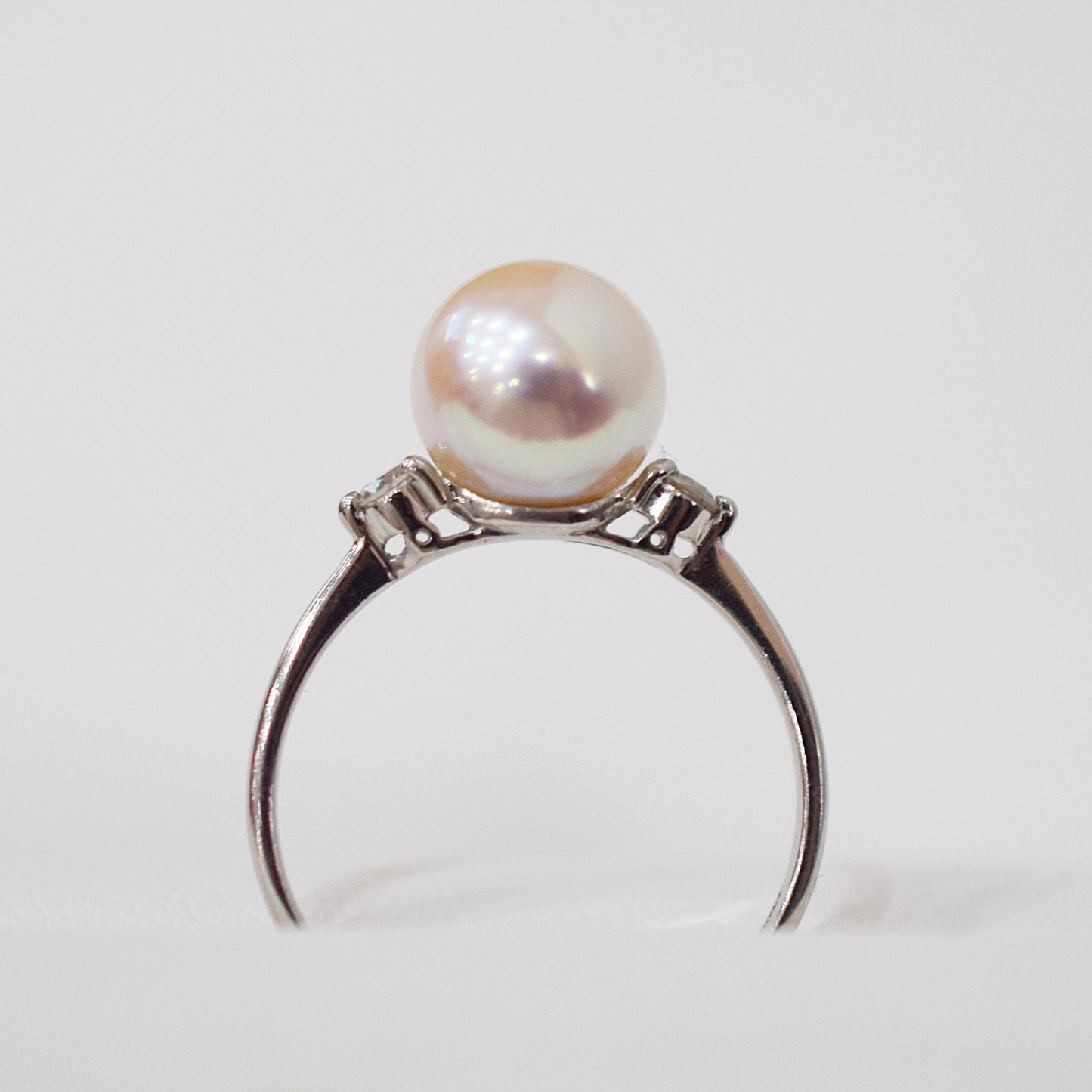 Actual product Rare White pink 8mm - 8.5mm Ring Sea Real Akoya Pearl From Japan Pt900 reenspearl akoyapearl