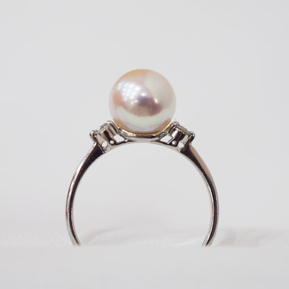 Actual product Rare White pink 8mm - 8.5mm Ring Sea Real Akoya Pearl From Japan Pt900 reenspearl akoyapearl