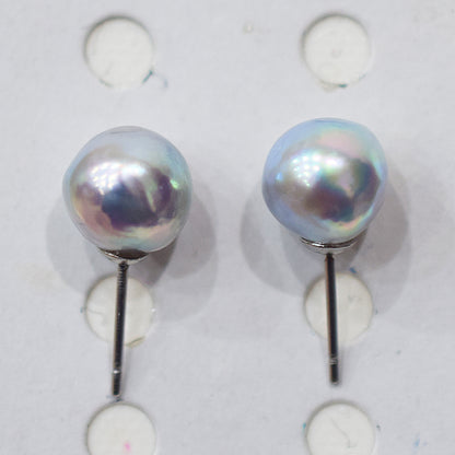 Limited to actual item Natural color akoya Baroque pearl 9.5mm - 10mm Surgical Stainless Steel Seawater Akoya Pearl Stud Earrings Japan