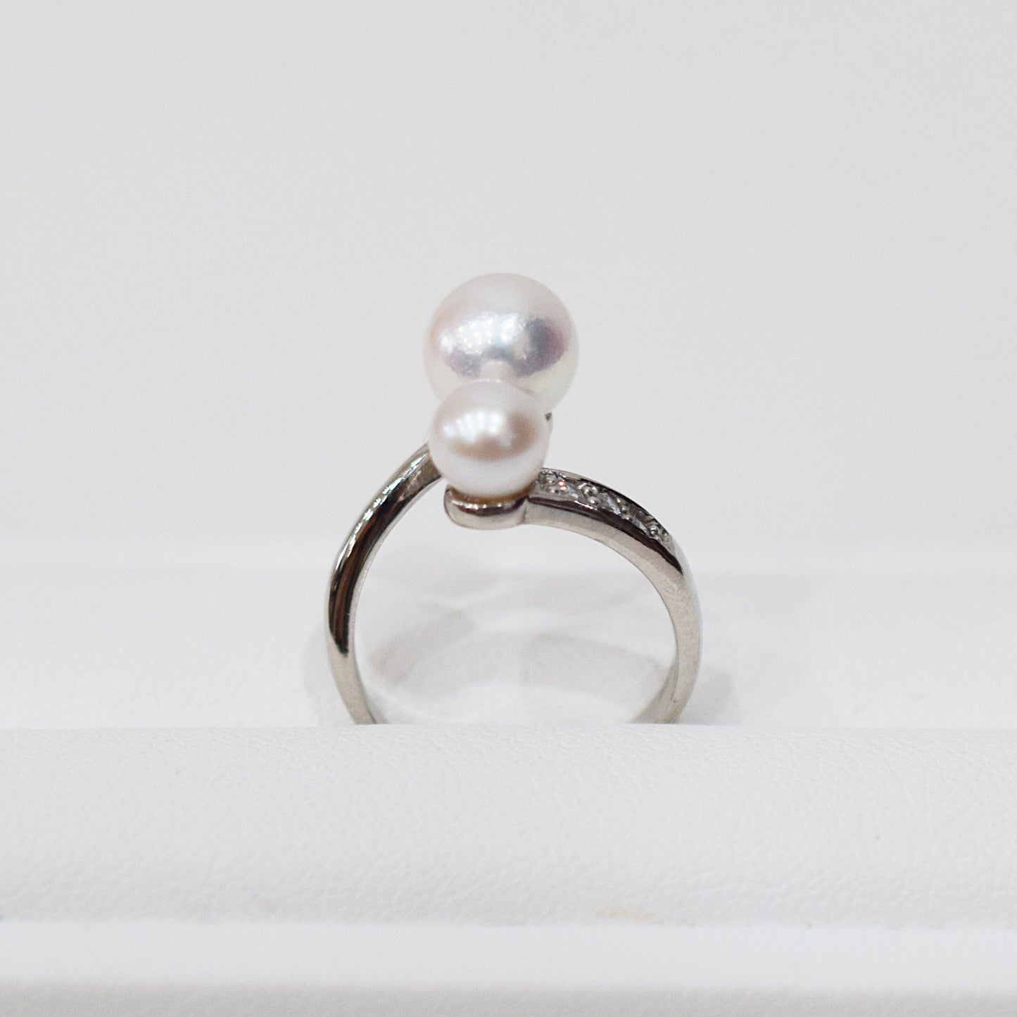 Actual product Rare White pink 7.5mm × 5.5mm Ring Sea Real Akoya Pearl From Japan SV925 Silver reenspearl akoyapearl