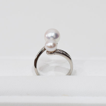 Actual product Rare White pink 7.5mm × 5.5mm Ring Sea Real Akoya Pearl From Japan SV925 Silver reenspearl akoyapearl