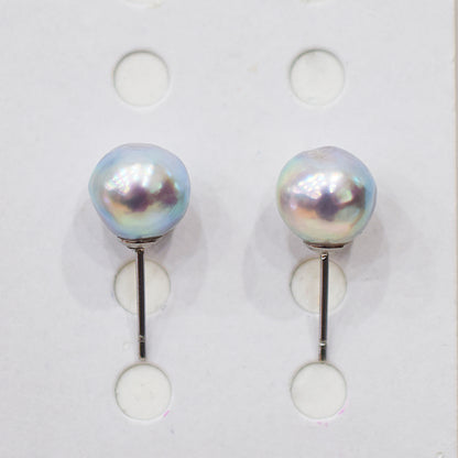 Limited to actual item Natural color akoya Baroque pearl 10mm - 10.5mm Surgical Stainless Steel Seawater Akoya Pearl Stud Earrings Japan
