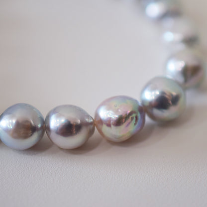Limited to actual item 8mm - 9mm Natural color Baroque Akoya Pearl Bracelet 7.48inch Japan AkoyaPearl SV925 Wedding Japanese Seawater