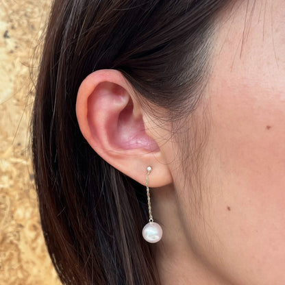 Hanadama rank K14WG 7.5mm - 9.5mm White pink Diamond 0.02ct Earring Real Akoya Pearl Japan Akoyapearl American あこや 真珠 珍珠 日本