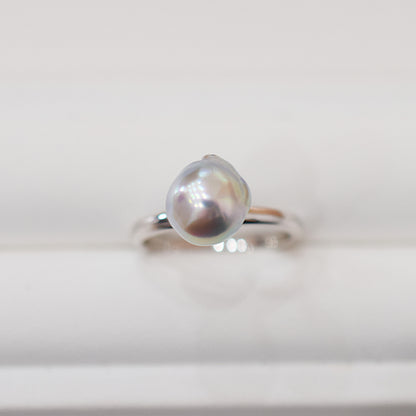 ［You can choose the pearl］Akoya Baroque pearl 8mm - 9mm Natural color Ring Sea Real akoya pearl From Japan 1pc pearl SV925 Silver reenspearl akoyapearl ring