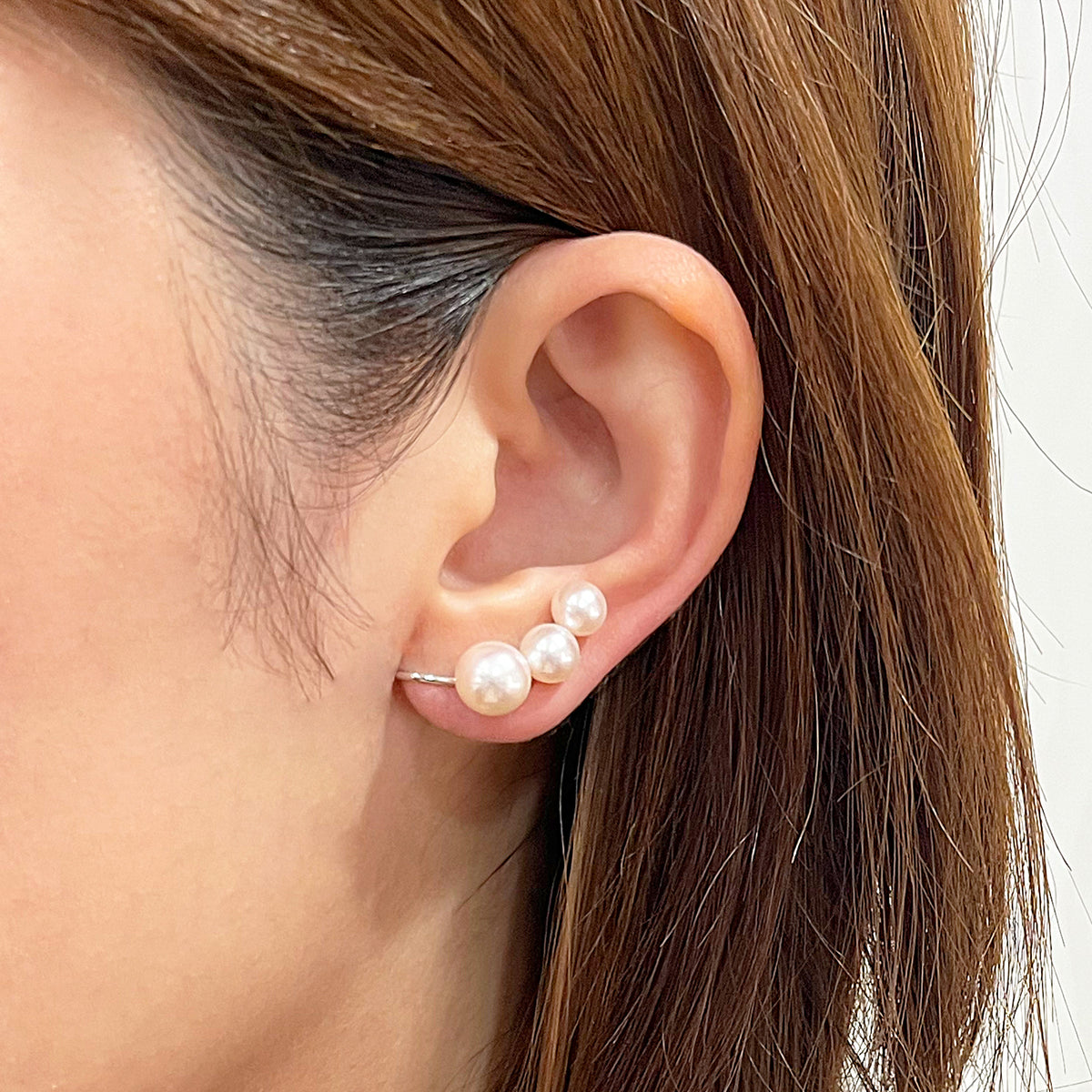 【SV925】Hanadama rank White pink 5.5mm - 7.5mm akoya pearl Ear Cuff Seawater Japan Japanese 真珠 あこや