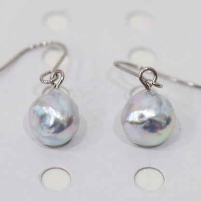 Actual product Natural color akoya Baroque pearl 9mm - 10mm Surgical Stainless Steel Seawater Akoya Pearl Stud Earrings Japan