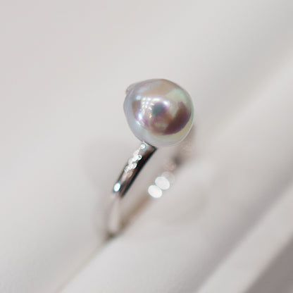 ［You can choose the pearl］Akoya Baroque pearl 8mm - 9mm Natural color Ring Sea Real akoya pearl From Japan 1pc pearl SV925 Silver reenspearl akoyapearl ring