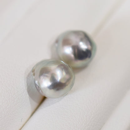 <SALE> Limited to actual item Natural color akoya Baroque pearl 8mm - 9mm 14KGF Gold Filled Akoya Pearl Stud Earrings Japan Japanese Seawater reenspearl