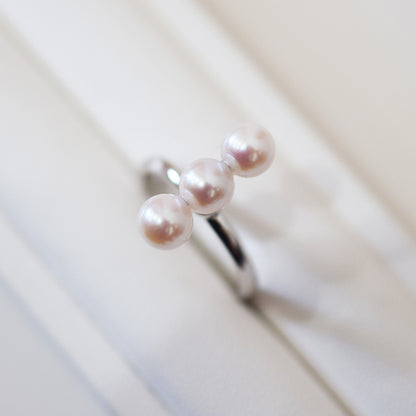 White pink 5.5mm - 6.5mm Ring Akoya Pearl From Japan SV925 Silver reenspearl Sea Real akoyapearl